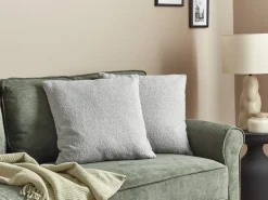 Sæt af 2 pyntepuder LEUZEA Boucle 45 x 45 cm Grå Ensfarvet