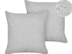 Sæt af 2 pyntepuder LEUZEA Boucle 45 x 45 cm Grå Ensfarvet
