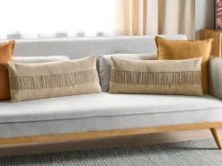 Sæt af 2 pyntepuder LUINA Jute 30 x 70 cm Beige Ensfarvet