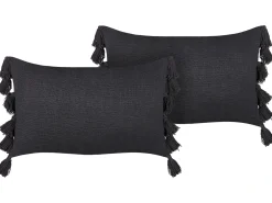 Sæt af 2 pyntepuder LYTHRUM Bomuld 45 x 45 cm Mørkegrå Ensfarvet