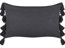 Sæt af 2 pyntepuder LYTHRUM Bomuld 45 x 45 cm Mørkegrå Ensfarvet
