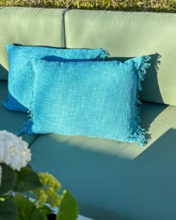 Sæt af 2 pyntepuder MABA Bomuld 50 x 35 cm Blå Ensfarvet