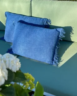 Sæt af 2 pyntepuder MABA Bomuld 50 x 35 cm Navy Blå Ensfarvet