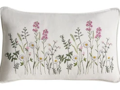 Sæt af 2 pyntepuder MADHUCA Bomuld 30 x 50 cm Hvid Blomstermønster
