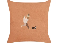 Sæt af 2 pyntepuder MARIGOLD 45 x 45 cm Orange Ensfarvet