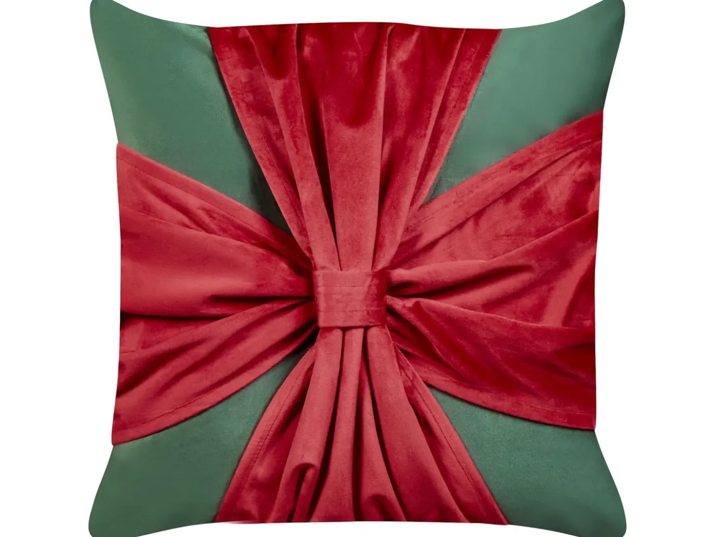 Sæt af 2 pyntepuder MARSHMALLOW Velour 45 x 45 cm Rød Grøn Julemønster