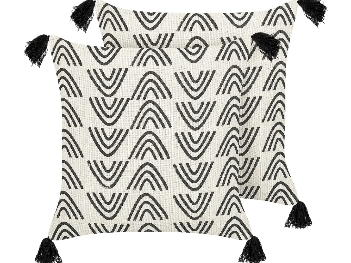 Sæt af 2 pyntepuder MAYS Bomuld 45 x 45 cm Hvid Geometrisk mønster