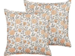 Sæt af 2 pyntepuder MEADIA Bomuld 45 x 45 cm Rød Blomstermønster