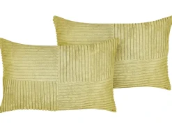 Sæt af 2 pyntepuder MILLET Fløjl 30 x 50 cm Olivengrøn Geometrisk mønster