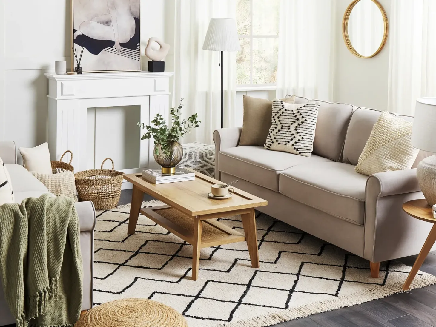 Sæt af 2 pyntepuder MYRTUS Bomuld 45 x 45 cm Beige Geometrisk mønster