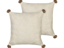 Sæt af 2 pyntepuder OBERONIA Bomuld 45 x 45 cm Beige Ensfarvet
