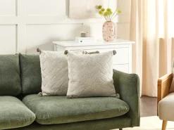Sæt af 2 pyntepuder OBERONIA Bomuld 45 x 45 cm Beige Ensfarvet