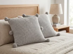 Sæt af 2 pyntepuder OCOTEA Bomuld 45 x 45 cm Grå Ensfarvet