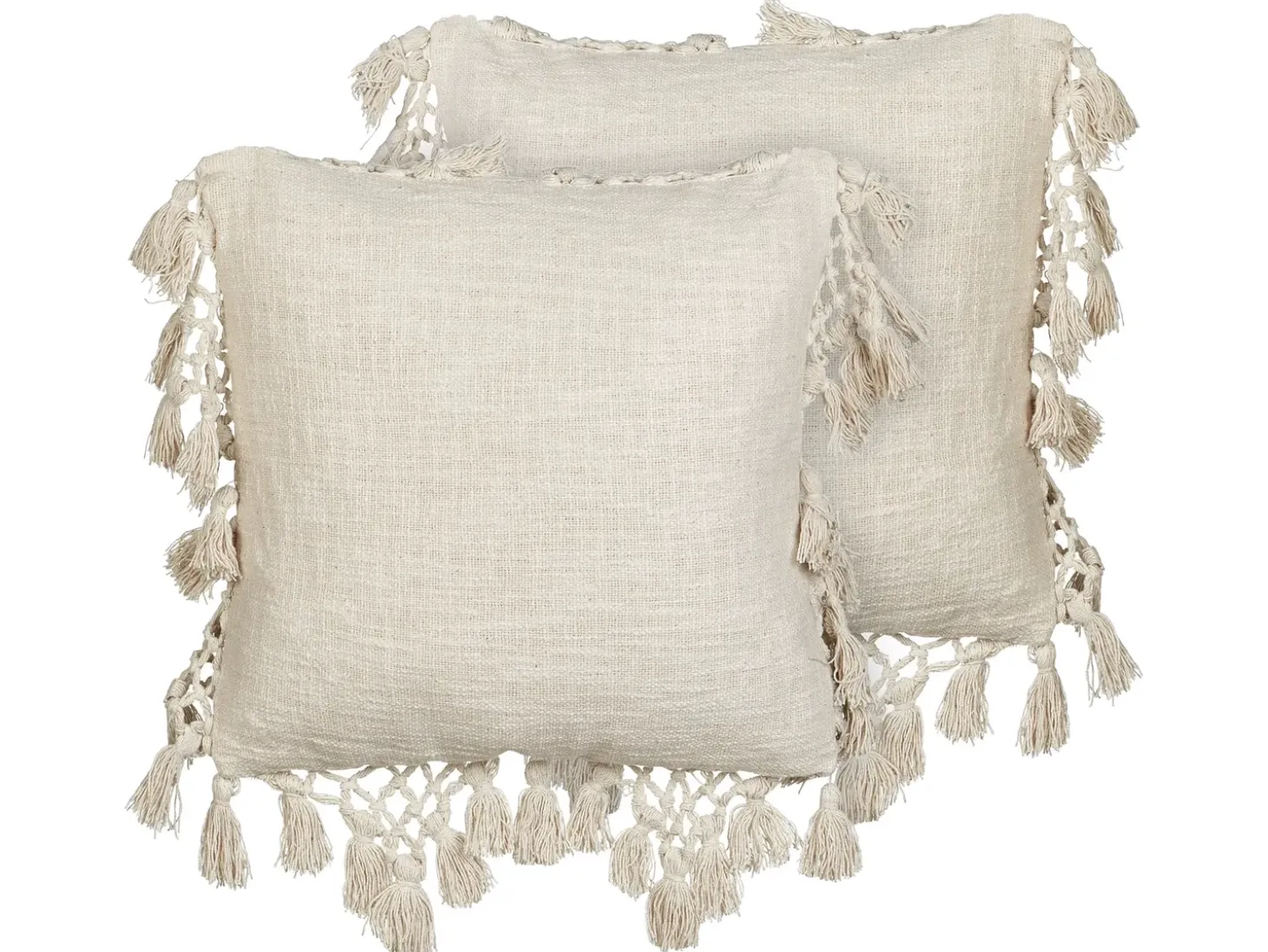 Sæt af 2 pyntepuder OLEARIA Bomuld 45 x 45 cm Beige Ensfarvet