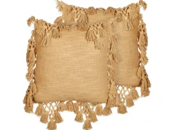 Sæt af 2 pyntepuder OLEARIA Bomuld 45 x 45 cm Sand Beige Ensfarvet