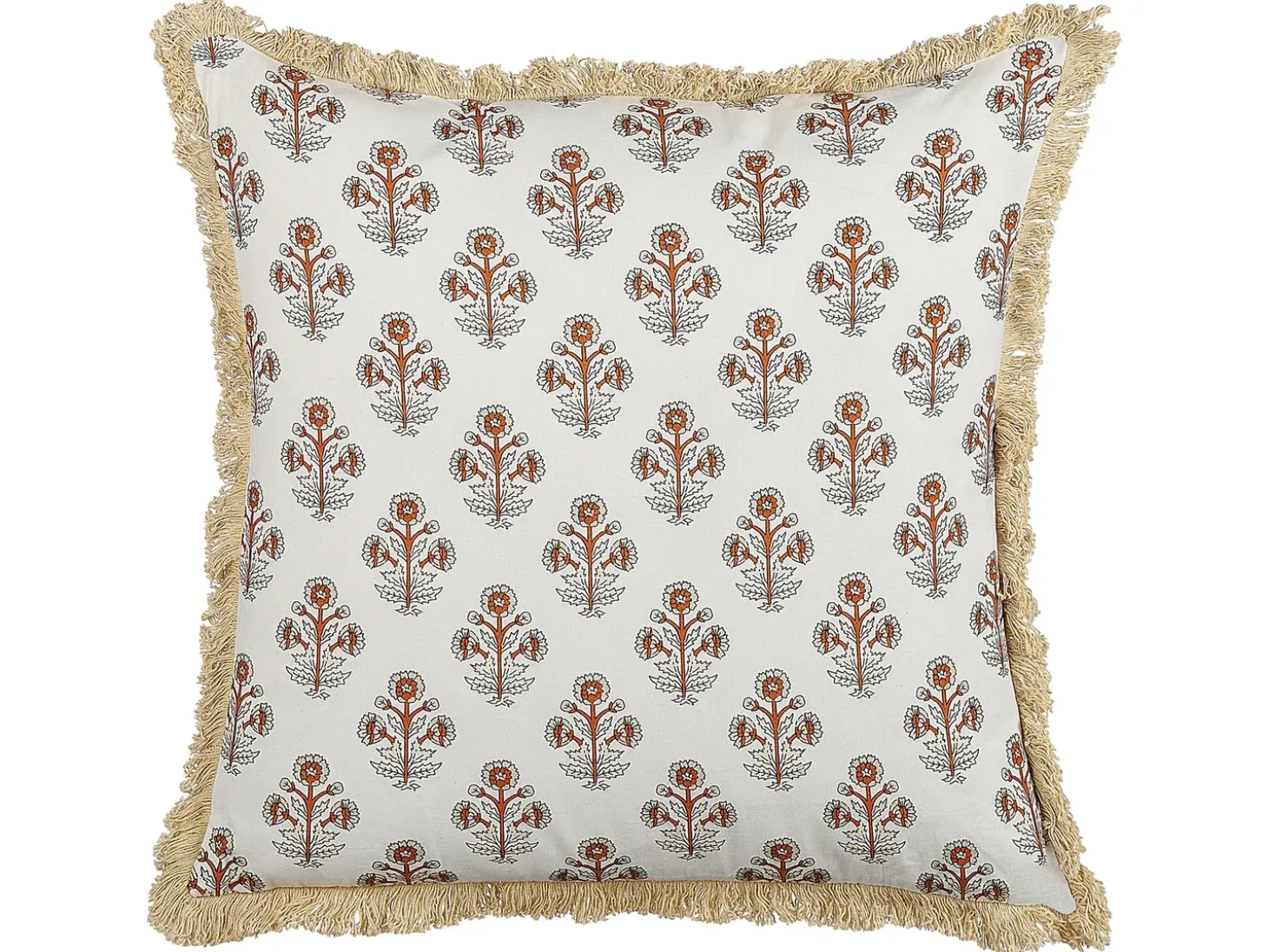 Sæt af 2 pyntepuder OMORIKA Bomuld 45 x 45 cm Hvid Blomstermønster