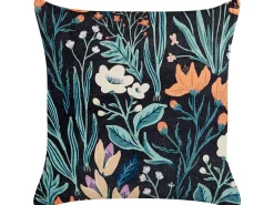Sæt af 2 pyntepuder OSMUNDA Velour 45 x 45 cm Sort Blomstermønster