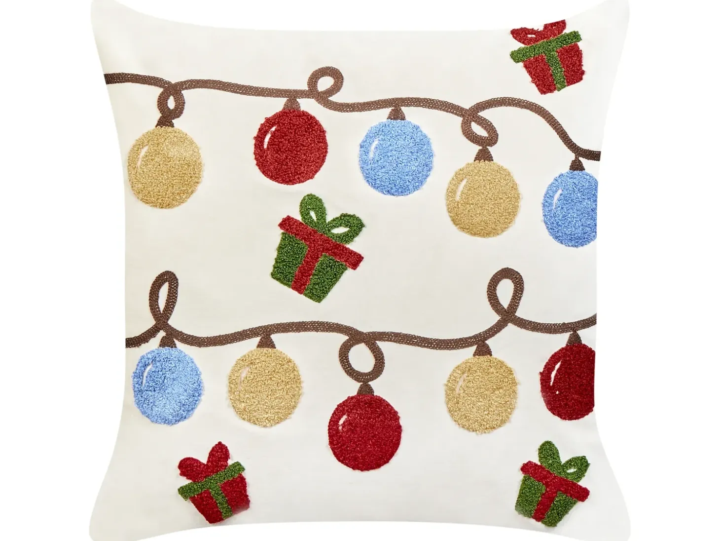 Sæt af 2 pyntepuder PALMIER Velour 45 x 45 cm Cremehvid Julemønster