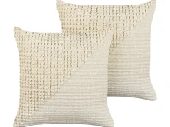 Sæt af 2 pyntepuder PELLAEA Bomuld 45 x 45 cm Lys Beige Geometrisk mønster