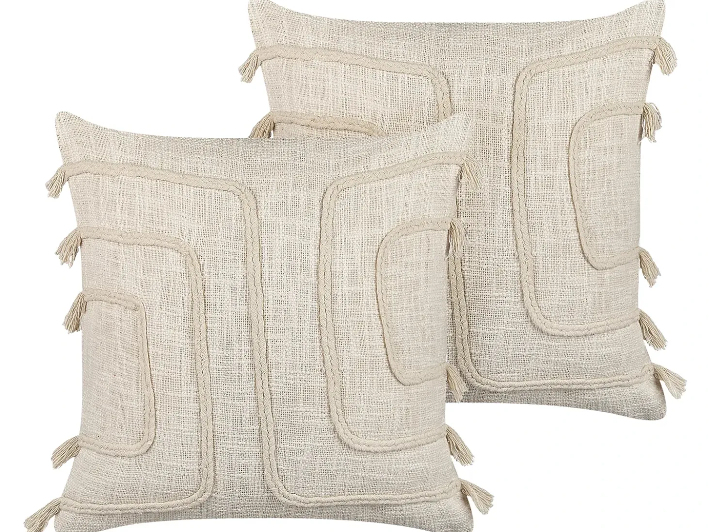 Sæt af 2 pyntepuder PLEIONE Bomuld 45 x 45 cm Lys Beige Geometrisk mønster