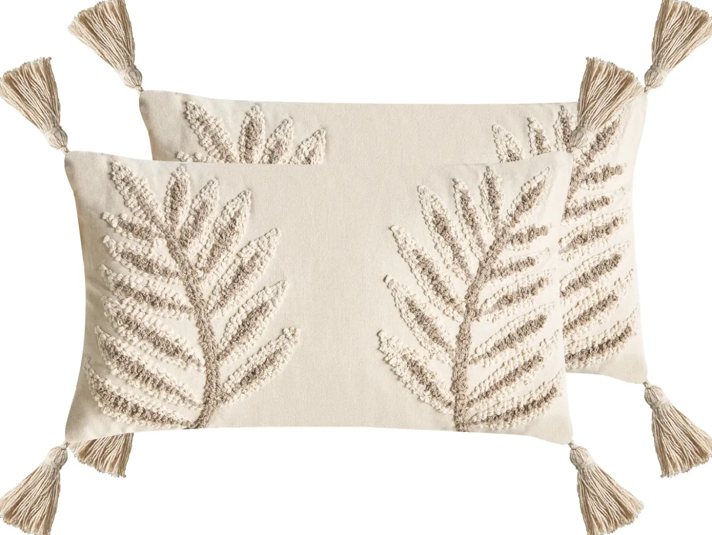 Sæt af 2 pyntepuder POMETIA Bomuld 30 x 50 cm Beige Blomstermønster