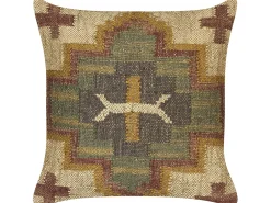 Sæt af 2 pyntepuder PULICAT Jute 45 x 45 cm Grøn Orientalsk mønster