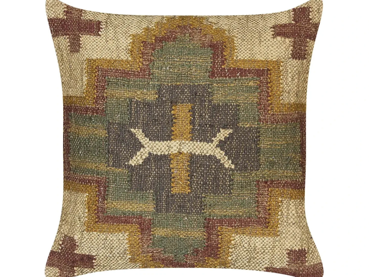 Sæt af 2 pyntepuder PULICAT Jute 45 x 45 cm Grøn Orientalsk mønster