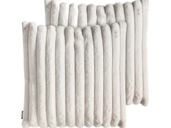 Sæt af 2 pyntepuder RAKYA Kunstig pels 45 x 45 cm Lys Beige Stribet mønster