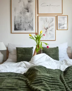 Sæt af 2 pyntepuder RAKYA Kunstig pels 45 x 45 cm Grøn Stribet mønster