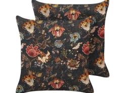 Sæt af 2 pyntepuder RAMONDA Velour 45 x 45 cm Multifarvet Blomstermønster