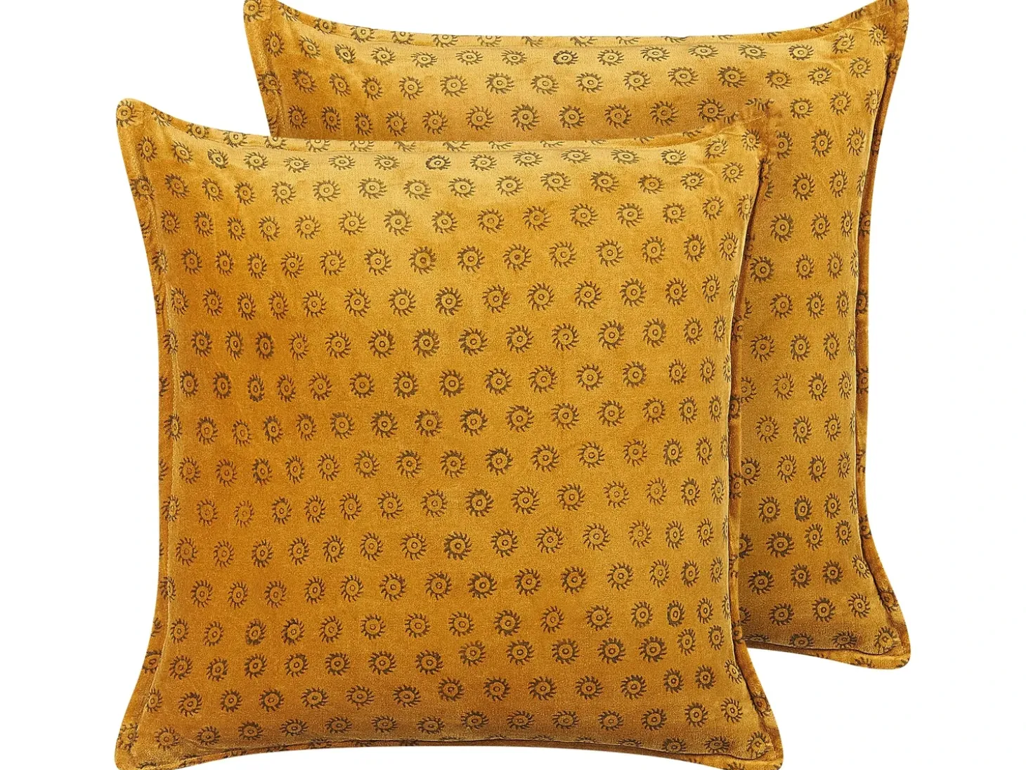 Sæt af 2 pyntepuder RAPIS Velour 45 x 45 cm Gul Geometrisk mønster