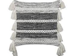 Sæt af 2 pyntepuder ROCHEA Bomuld 45 x 45 cm Sort Stribet mønster