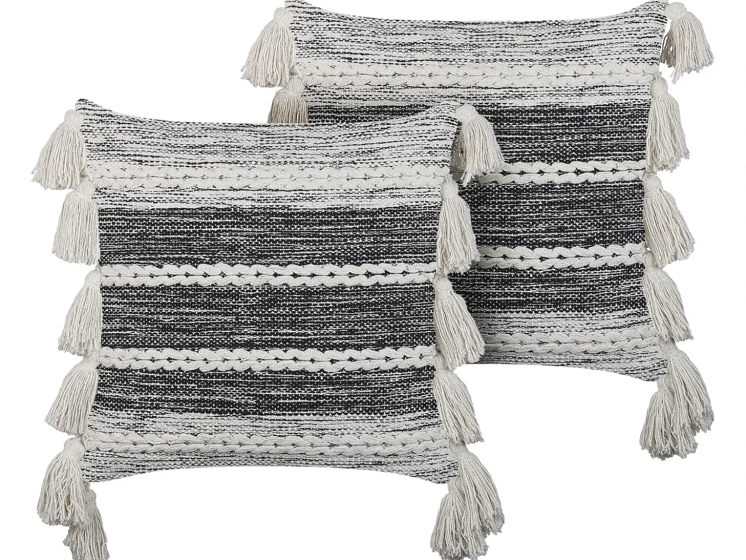 Sæt af 2 pyntepuder ROCHEA Bomuld 45 x 45 cm Sort Stribet mønster
