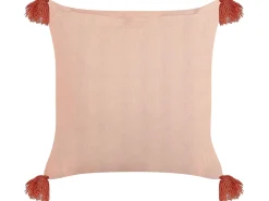 Sæt af 2 pyntepuder RUMHORA Velour 45 x 45 cm Lyserød Blomstermønster