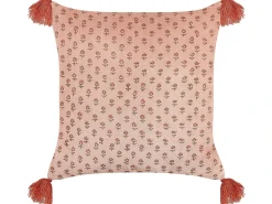 Sæt af 2 pyntepuder RUMHORA Velour 45 x 45 cm Lyserød Blomstermønster