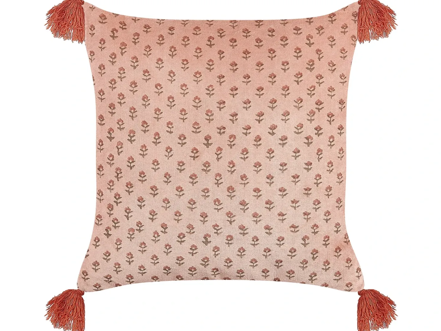 Sæt af 2 pyntepuder RUMHORA Velour 45 x 45 cm Lyserød Blomstermønster