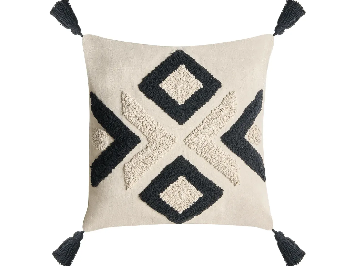 Sæt af 2 pyntepuder SARACA Bomuld 45 x 45 cm Sort/beige Geometrisk mønster