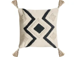 Sæt af 2 pyntepuder SARACA Bomuld 45 x 45 cm Sort/beige Geometrisk mønster