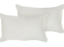 Sæt af 2 pyntepuder SASSAFRAS Hør 30 x 45 cm Cremehvid Ensfarvet