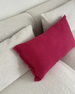 Sæt af 2 pyntepuder SASSAFRAS Hør 30 x 45 cm Bordeaux Ensfarvet