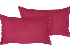 Sæt af 2 pyntepuder SASSAFRAS Hør 30 x 45 cm Bordeaux Ensfarvet