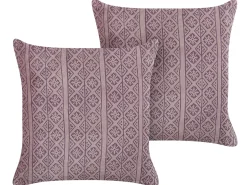 Sæt af 2 pyntepuder SILYBUM Velour 45 x 45 cm Lyserød Geometrisk mønster