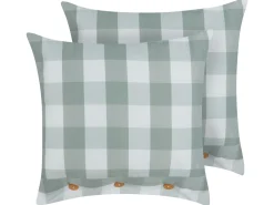 Sæt af 2 pyntepuder TAMNINE 45 x 45 cm Mintgrøn Ternet mønster