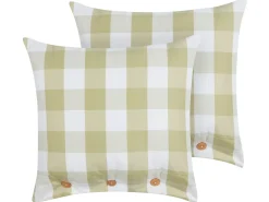Sæt af 2 pyntepuder TAMNINE 45 x 45 cm Lysegrøn Ternet mønster