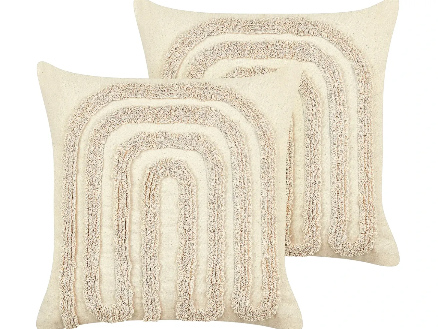 Sæt af 2 pyntepuder TATSOI Bomuld 45 x 45 cm Beige Geometrisk mønster