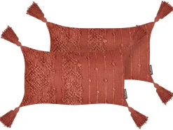 Sæt af 2 pyntepuder VALVARIA Bomuld 30 x 50 cm Rød Chevronmønster