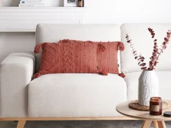 Sæt af 2 pyntepuder VALVARIA Bomuld 30 x 50 cm Rød Chevronmønster