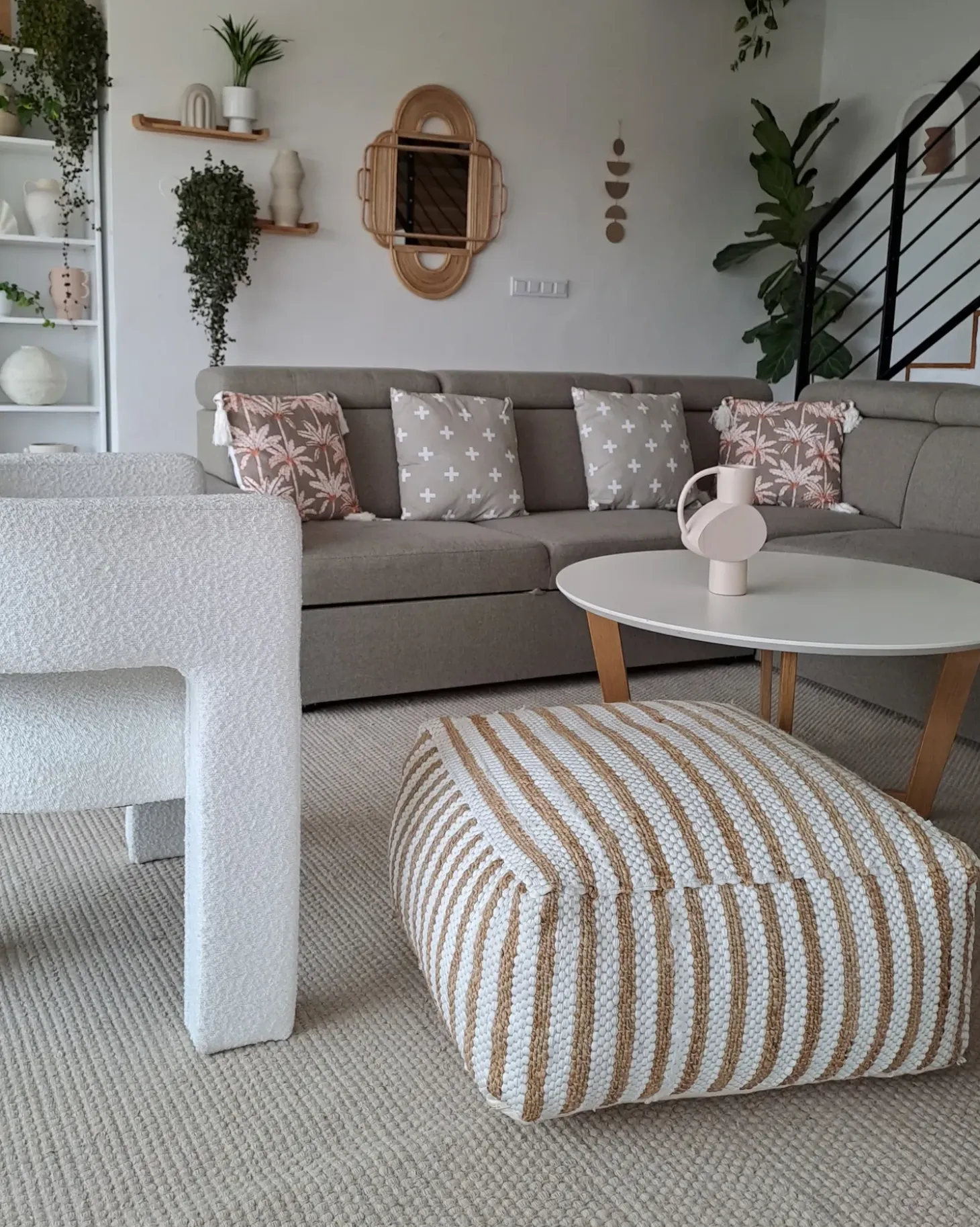 Sæt af 2 pyntepuder VELLEIA Bomuld 45 x 45 cm Brungrå Geometrisk mønster