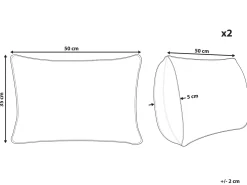 Sæt af 2 pyntepuder VELLEIA Bomuld 50 x 35 cm Hvid Geometrisk mønster