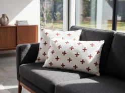 Sæt af 2 pyntepuder VELLEIA Bomuld 50 x 35 cm Hvid Geometrisk mønster